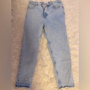 Zara Washed Denim Blue High Waisted Mom Jeans
